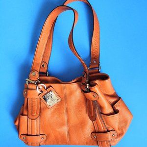 Tignanello Leather Orange Satchel